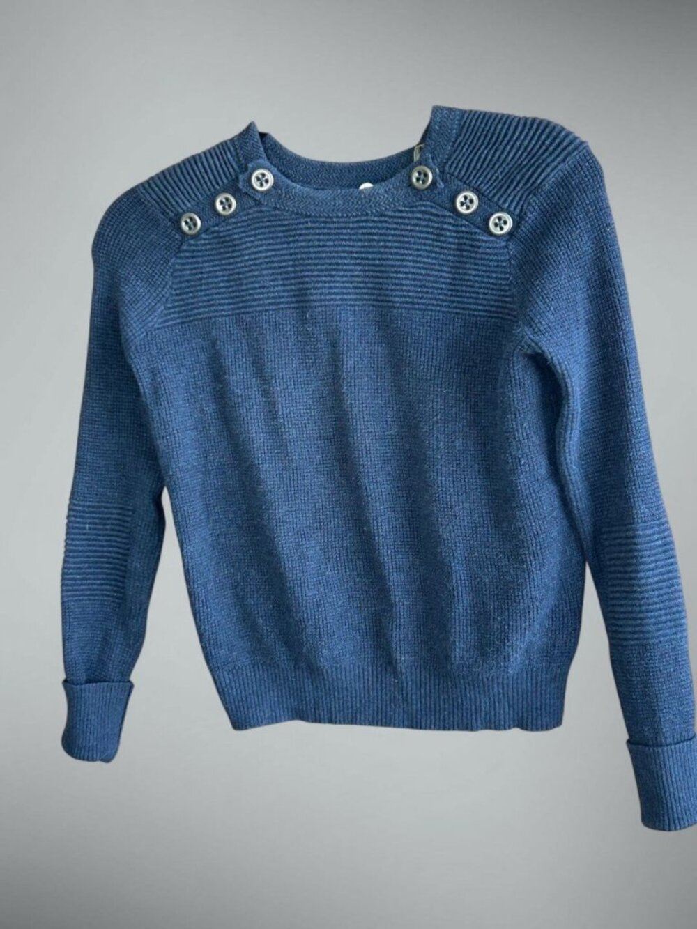 Margaret O'Leary Blue Chunky Thermal Knit Cropped Sweater Size XS